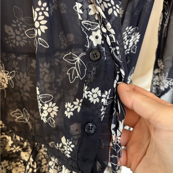 Johnny Was 4 Love and Liberty SemiSheer Silk Floral Tunic Top - Picture 6 of 9